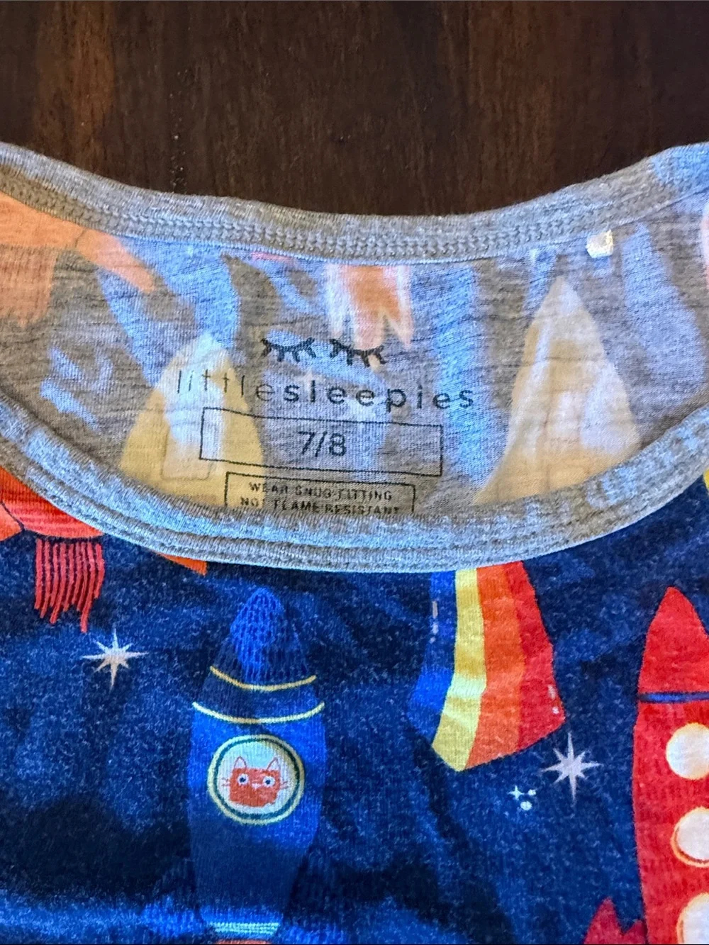 Little Sleepies Navy Rocket Pajama Set with Red, Yellow & Orange Rockets